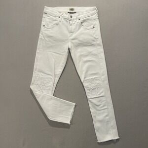 Citizens Of Humanity Premium Vintage Mid Rise Slim Jeans Raw Hem Sz 25 White EUC